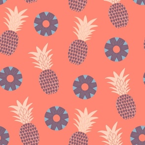 pineapple, summer, cute fruit, tropical, pool party, orange background (large)