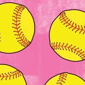 yellow softball pink textured background WB24 large scale