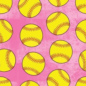 yellow softball pink textured background WB24 medium scale