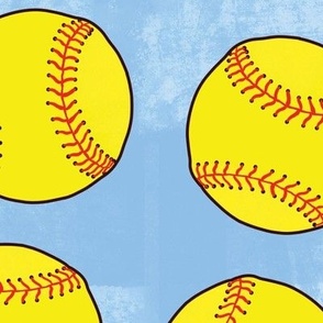 yellow softball light blue textured background WB24 large scale
