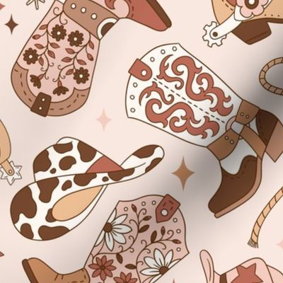 Large Scale / Cowboy Boots / Cream Background
