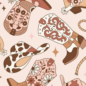 Large Scale / Cowboy Boots / Cream Background