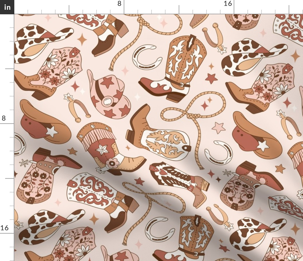 Large Scale / Cowboy Boots / Cream Background