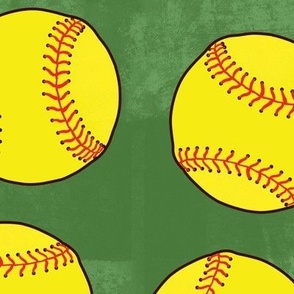yellow softball green textured background WB24 large scale