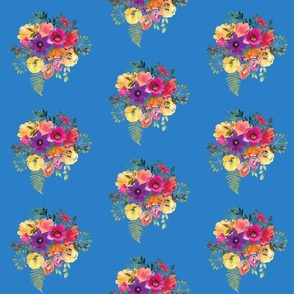 Vibrant Vintage Posy - azure blue, medium