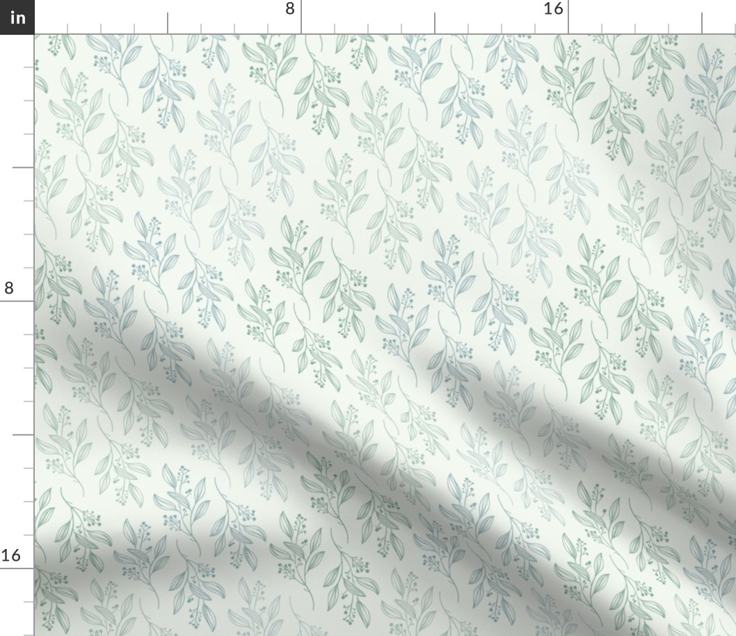 Small Print MIA Modern Botanical Pattern | Boho Spring Light Mint Green Blender