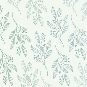 Large Print MIA Modern Botanical Pattern | Boho Spring Light Mint Green Blender