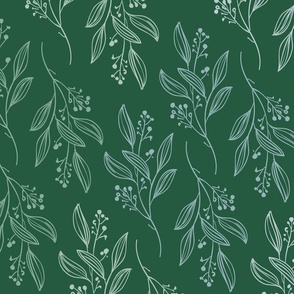 Large Print MIA Modern Botanical Pattern | Boho Fall Autumn Dark Green Blender