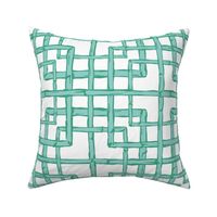 Bamboo fretwork squares/aqua green/large