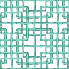 Bamboo fretwork squares/aqua green/large