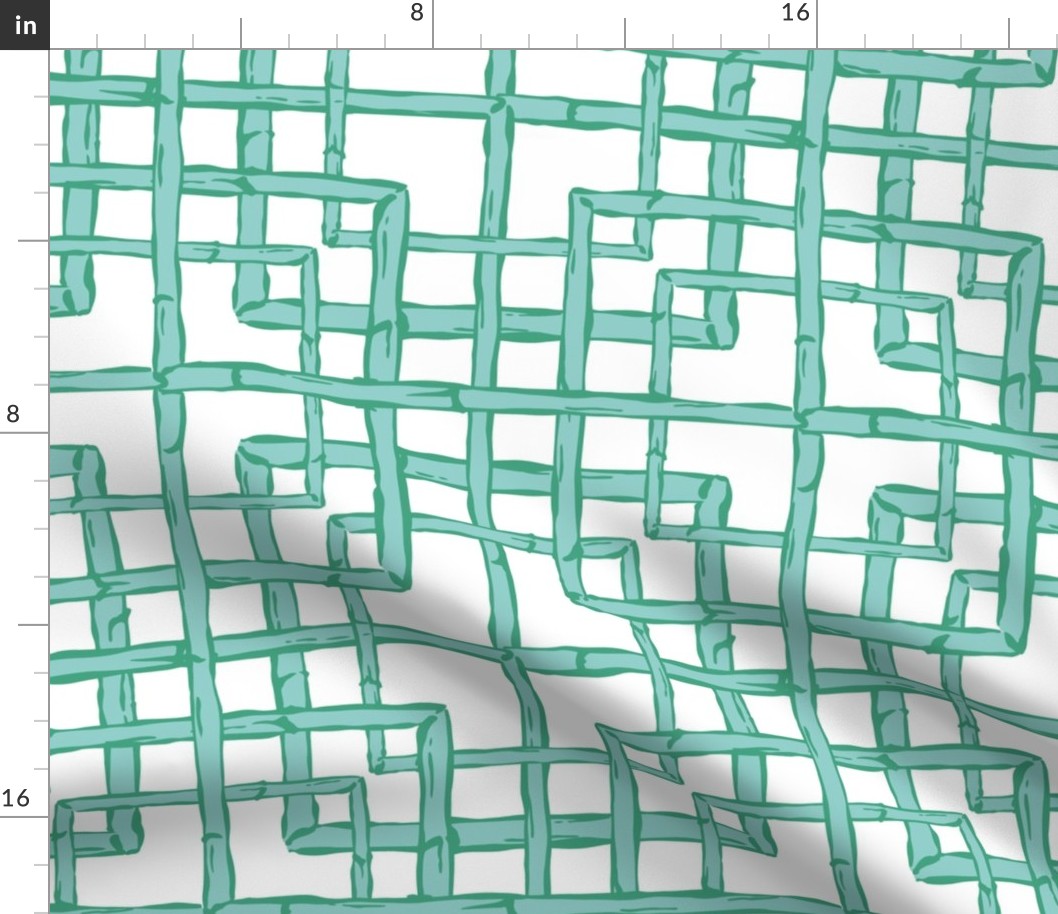 Bamboo fretwork squares/aqua green/large