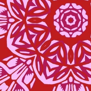 Pink and red romantic geometric flower