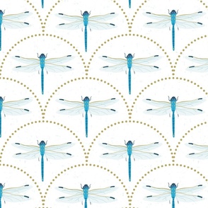 (L) dragonfly - art deco - white