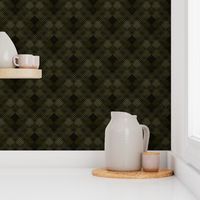 Monochrome textured checkered pattern. Black, olive background.