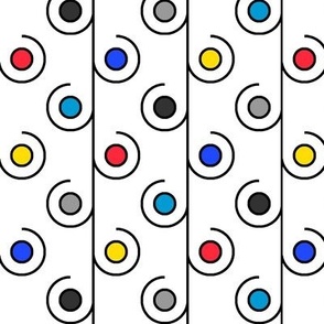 Pinstripes & Circles, Mondrian Colors
