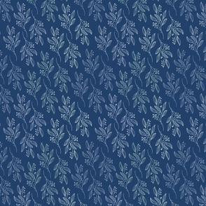 Small Print MIA Modern Botanical Pattern | Boho Autumn Dark Navy Blue Blender
