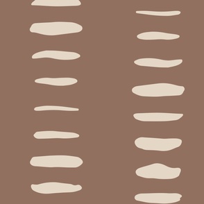 Abstract Painted Stripes | Jumbo Scale | Burnt Umber, White Swan