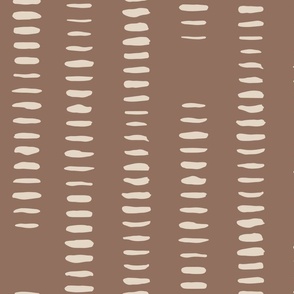 Abstract Painted Stripes | Large Scale | Burnt Umber, White Swan