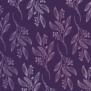 Large Print MIA Modern Botanical Pattern | Boho Summer Fall Dark Purple Blender