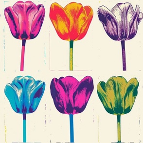hand made riosgraph inspired illustration of  spring tulip flower prints _179