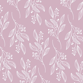 Large Print MIA Modern Botanical Pattern | Boho Summer Mauve Pink Purple White