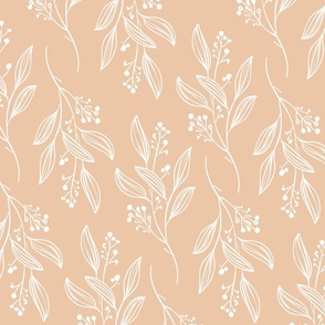 Large Print MIA Modern Botanical Pattern | Bright Summer Orange White Blender