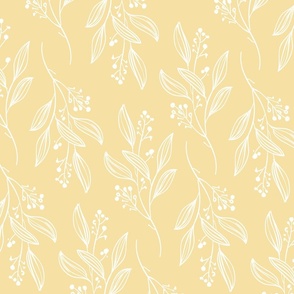 Large Print MIA Modern Botanical Pattern | Bright Summer Yellow White Blender