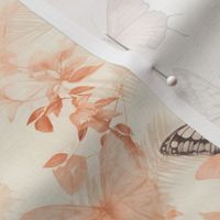 Butterflies on the peach background