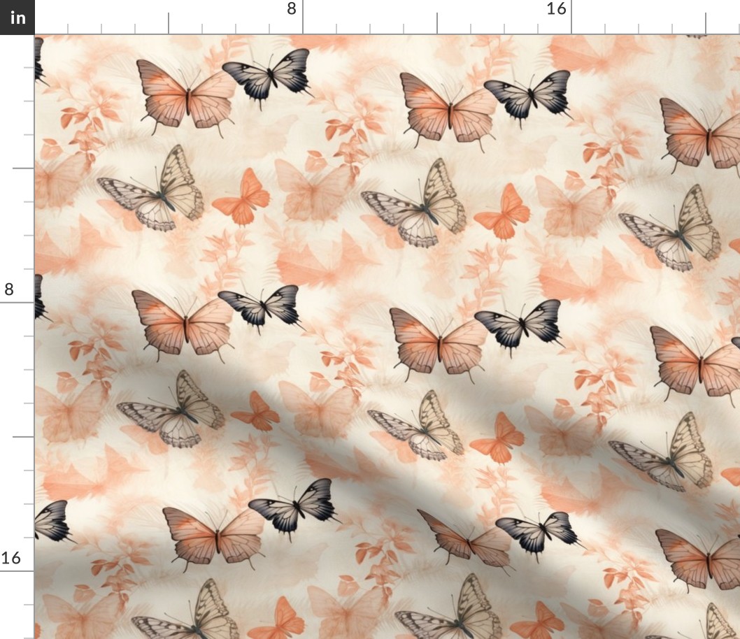 Butterflies on the peach background