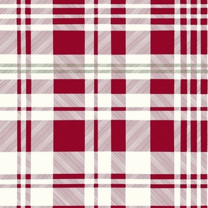 Natural Christmas Plaid // Cranberry Red on Ivory