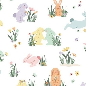 Pastel Bunny Trail - Multi color, Large Scale