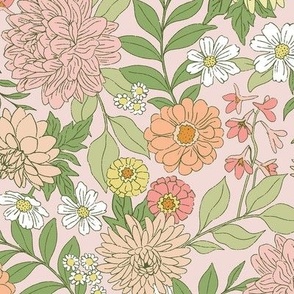 Felicity Garden Floral - Pink, Large Scale