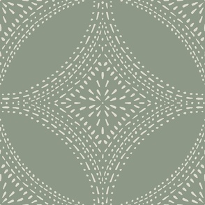 Minimal medallion on sage green-large