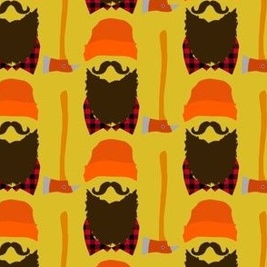 Mountain man /  axe / beard / mustache / mustard yellow