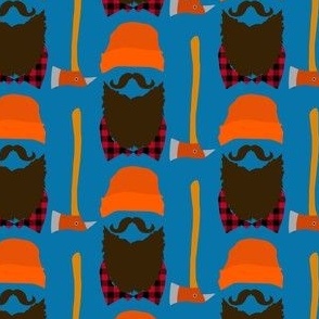 Mountain man /  axe / beard / mustache / blue