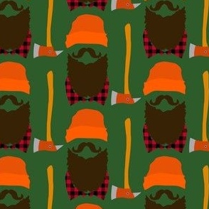 Mountain man /  axe / beard / mustache / forest green