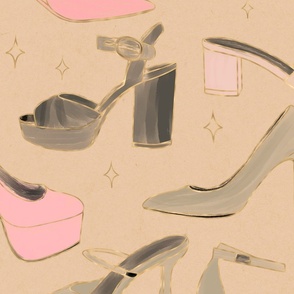 Heels pink and gray