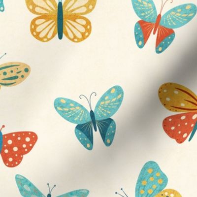 Colorful minimalist butterflies. Floral springs / LARGE