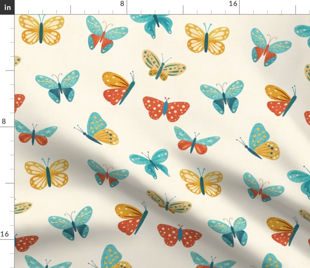 Colorful minimalist butterflies. Floral springs / LARGE