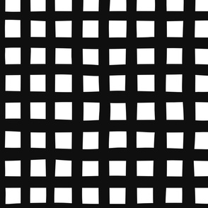 Wonky Thick Black and White Grid - Large Scale