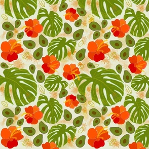 Tropical Avocado, sunkissed orange and green