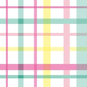 PLAID Pastel Pink, Mint Green, Yellow LARGE SCALE