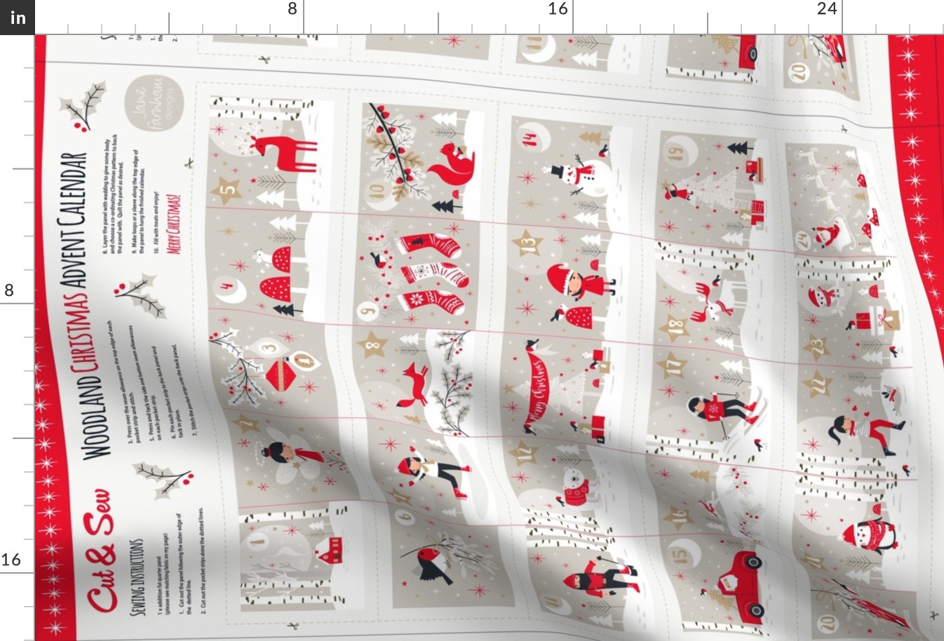 Cut and Sew Woodland Christmas Advent Calendar Fat Quarter Project