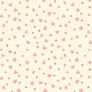 Ditsy Brown Polka Dot and Pink Heart Sprinkles on Cream