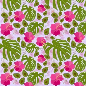 Tropical Avocado pink and green