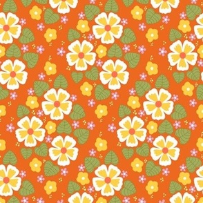 Whimsical Sunshine Yellow and  White Diamond Blossoms: Charming Floral Pattern for Spring Fashion and Home Decor