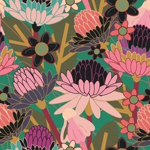 Modern/artistic/florals/Ikebana/ arranged in rich color/fabric/wallpaper/by martibetz