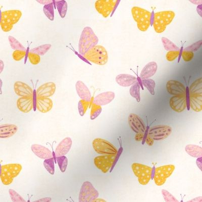 Baby girl simple butterflies modern. Pink orange kids home decor. / SMALL