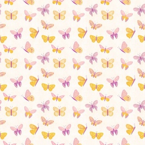 Baby girl simple butterflies modern. Pink orange kids home decor. / SMALL