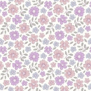 (Small ) spring, sketchy boho floral, purples, violet 